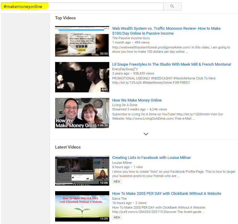 Sử dụng hashtag để TimKiem video Youtube