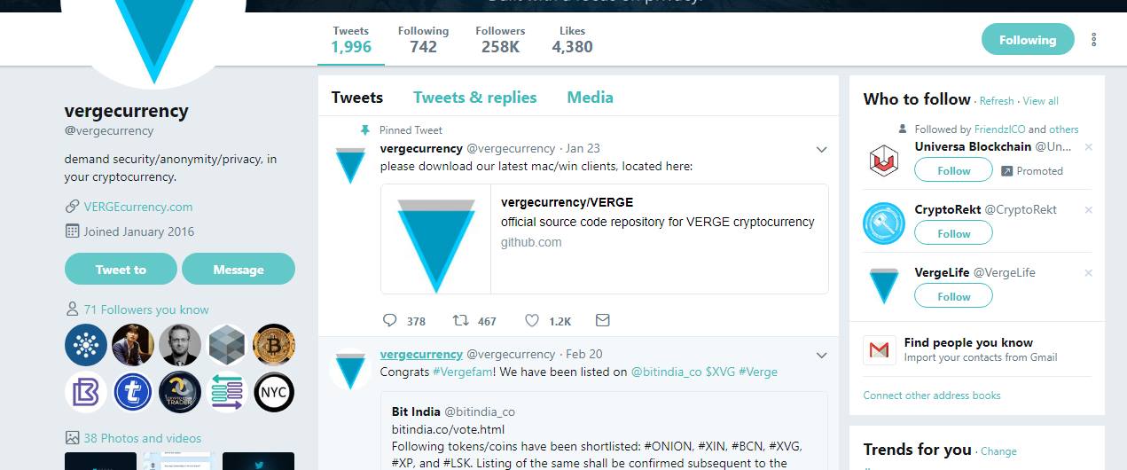 Verge XVG gia nhap Darnet