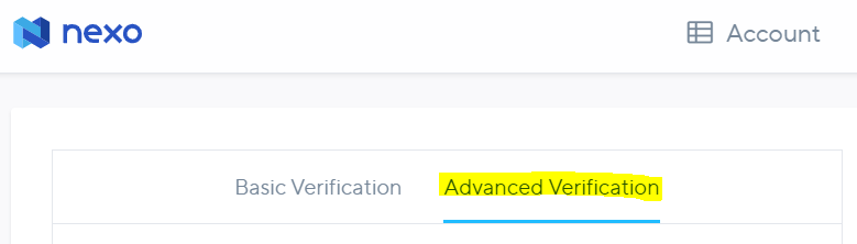 nexo xác minh nang cao
