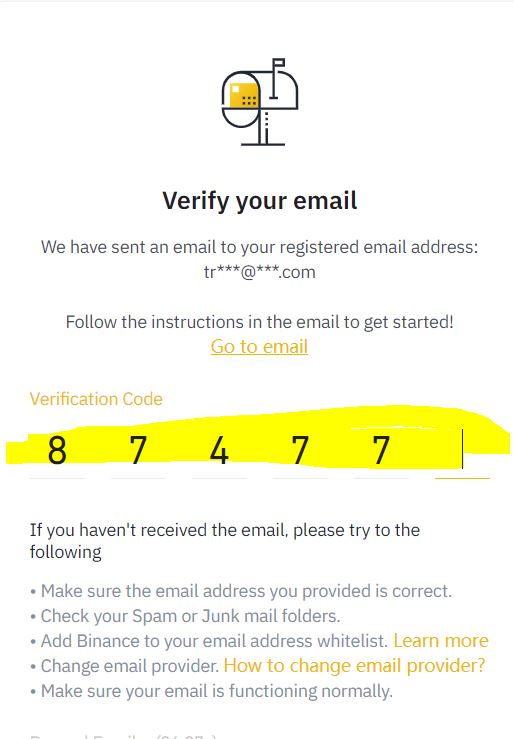 xác minh email san binance
