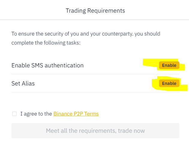Binance p2p yeu cau bao mat