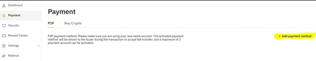 binance p2p them phuong thuc thanh toan