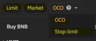 san binance cac lenh spot