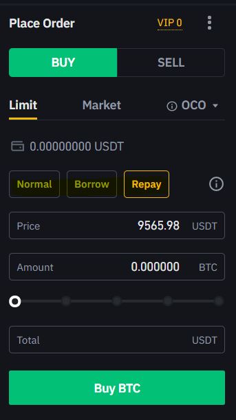 san binance dat lenh spot advanced margin trading