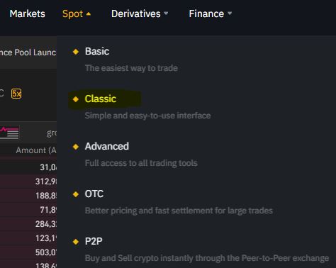 san binance spot classic trading