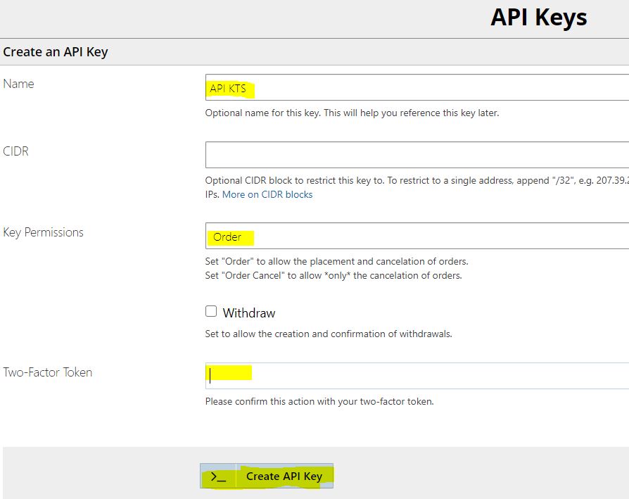 API Bitmex san Margin