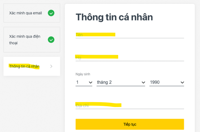 Xac minh tai khoan Exness