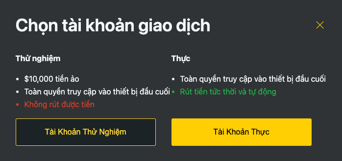 mở tài khoản Exness Real