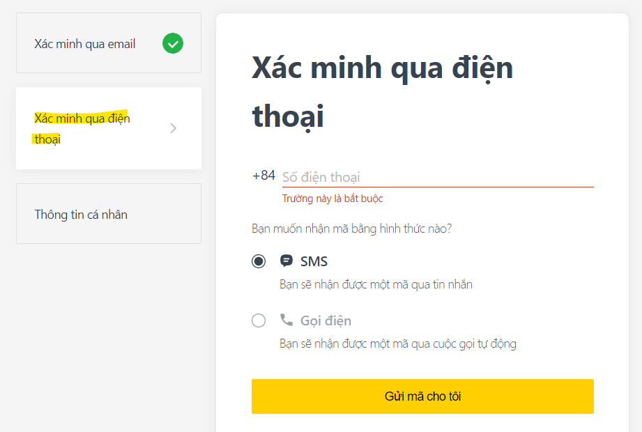 xac minh dien thoai exness